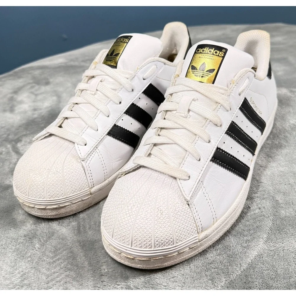 Adidas Superstar Mens 8 White Black Shell Toe Sneakers Leather Classic